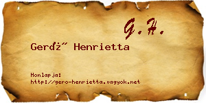 Gerő Henrietta névjegykártya